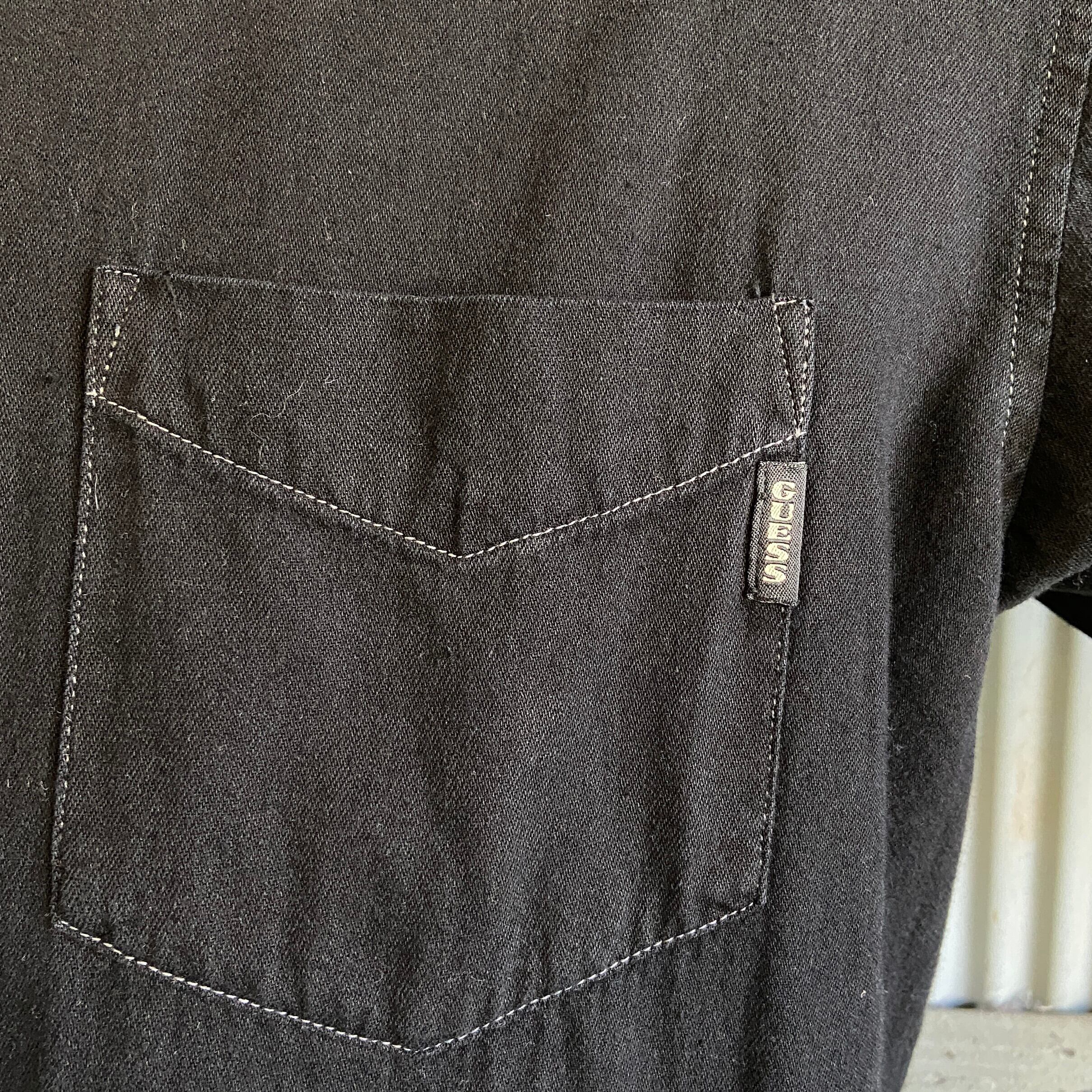 USA製 90年代 GUESS ゲス ブラック 長袖シャツ メンズL 古着 90s USA製 90年代 GUESS ゲス ブラック 長袖シャツ メンズL 古着 90s