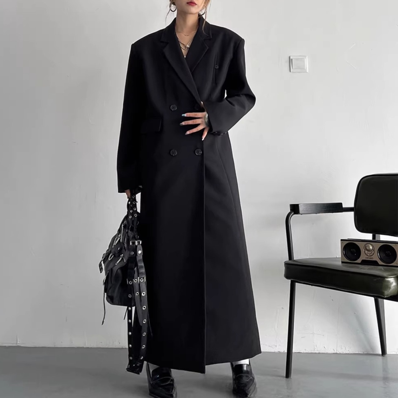 Powerful Silhouette Long Blazer Trench Coat (ME239)