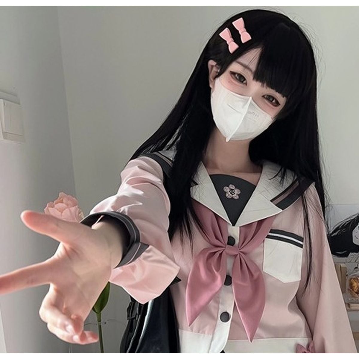 放課後のラブレター・ダスティーピンクセーラー服セットアップ