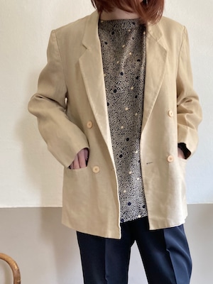 Vintage "Alcott & Andrews" Double Breasted Beige Linen Jacket