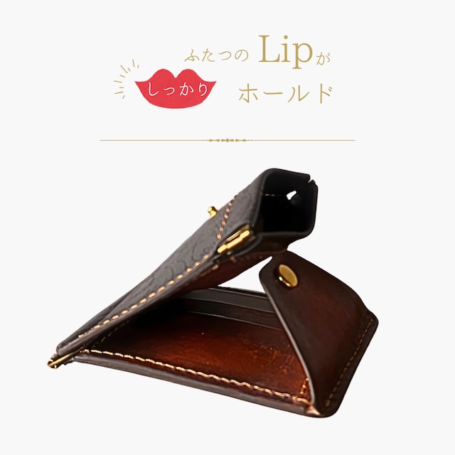 【81wind】 【リップリップ-Lip×2-】バネ口小銭入れ付き マネークリップ 財布 革 カード収納 札バサミ 小銭入れ  薄い 薄型 本革 【ブラック&リッチブラウン】早割期間：2026年4月5日23：59まで半額！