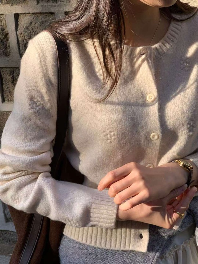 (予約) AREING / Bubble flower cardigan 2color