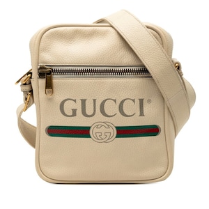 グッチ ロゴプリント ショルダーバッグ 523591 ホワイト マルチカラー レザー レディース GUCCI 【中古】