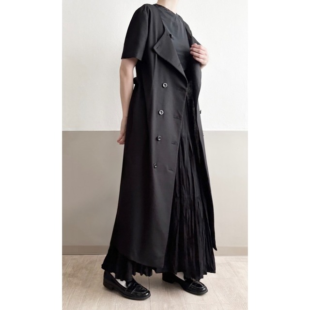 Black Rayon Linen Double Breasted Dress/ made in USA