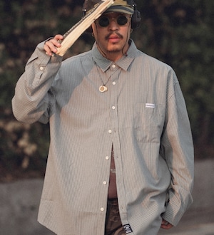 グレーストライプシャツ m1370