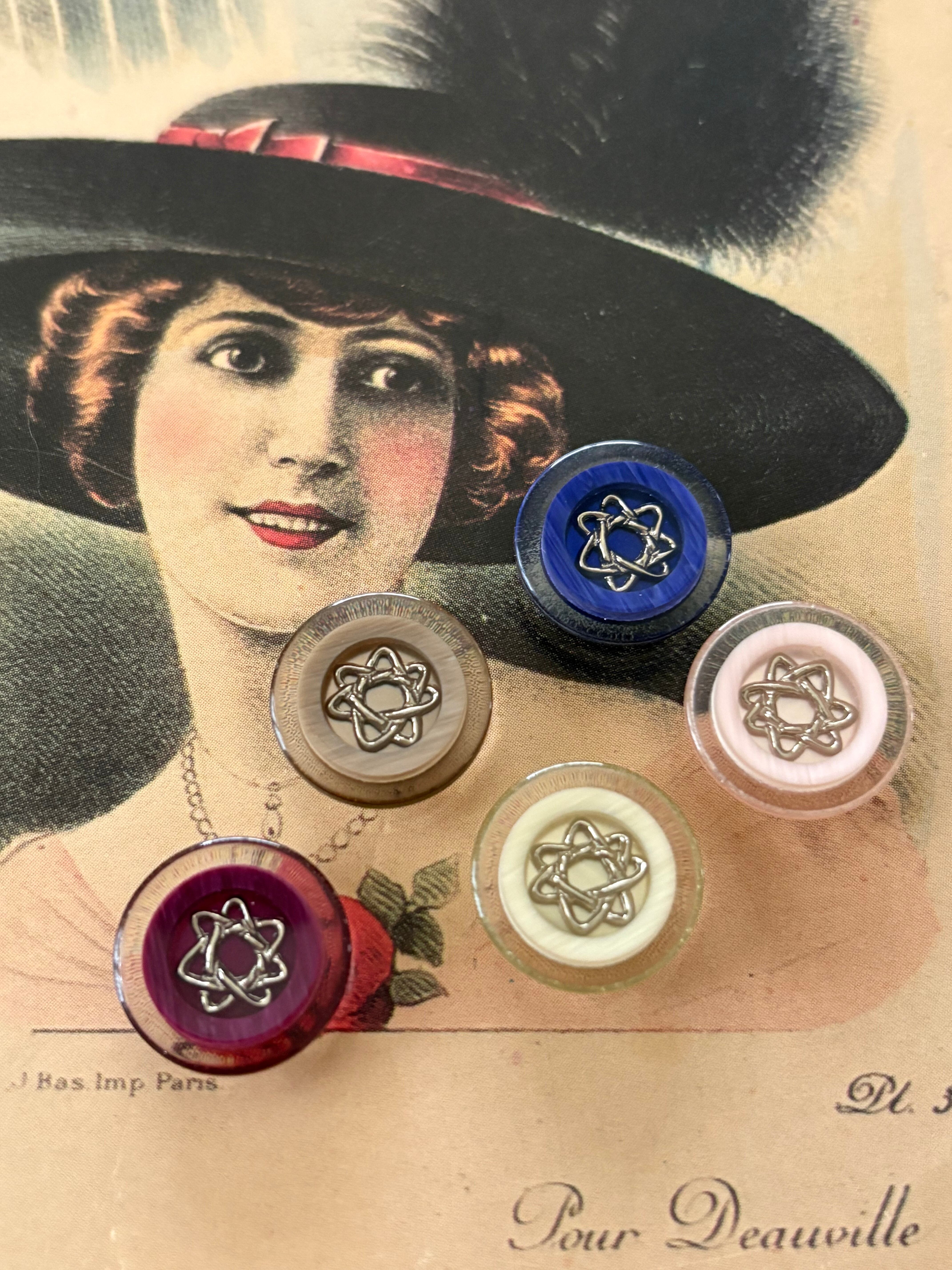 Japanese Vintage ボタン 14mm 星 プラスチックボタン 昭和レトロ アクセサリーパーツ 装飾材 カルトナージュ