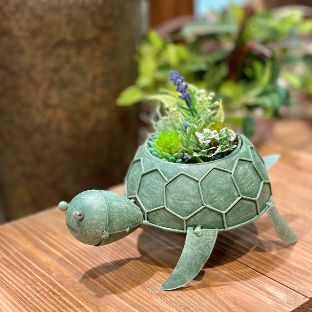 ブリキ タートルプランター 植木鉢 亀 4841 かわいい ポップ