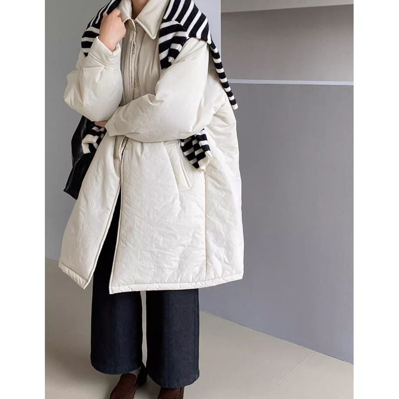 比翼ボタンオーバーサイズ中綿コート 202243