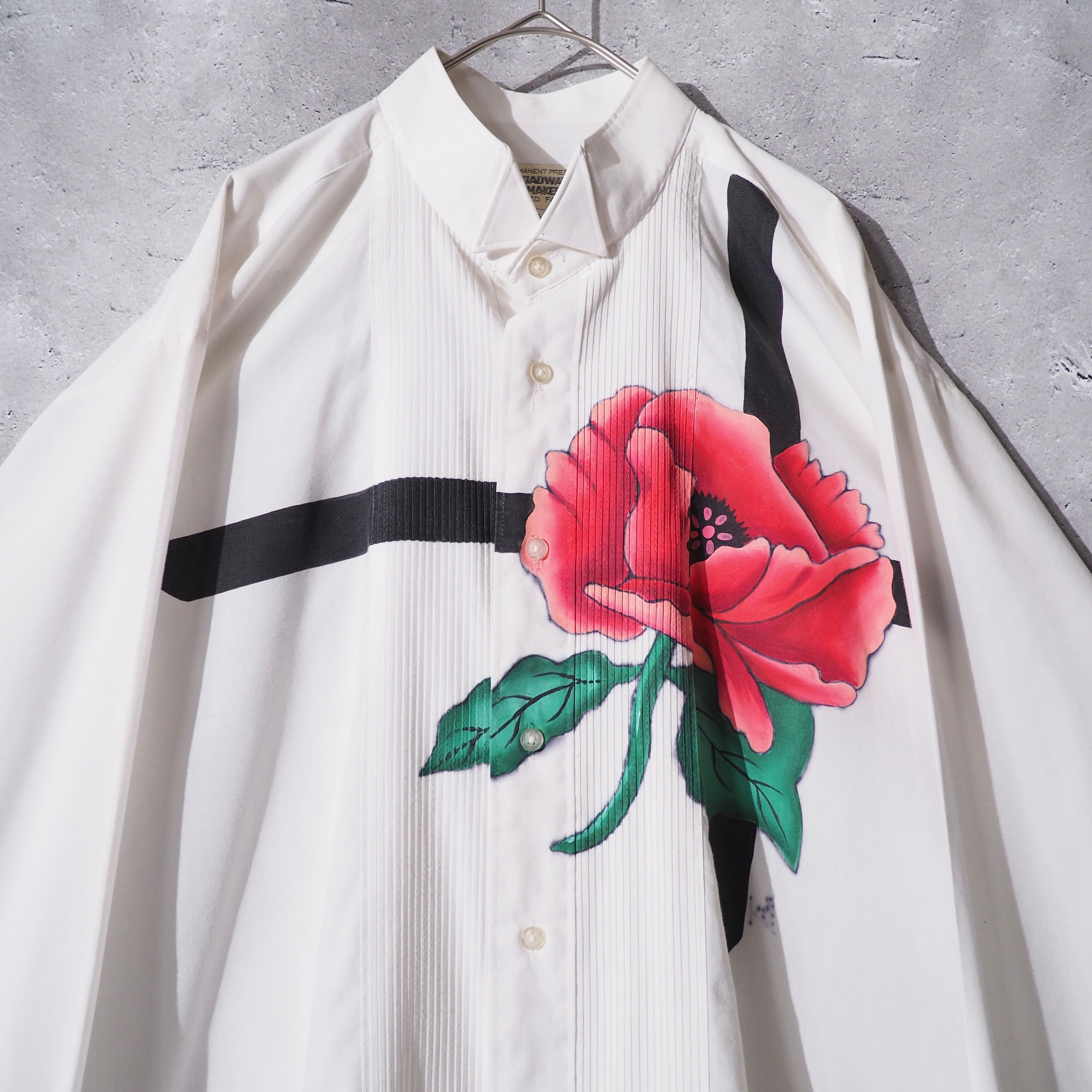 Botanical Beautiful flower painted vintage white shirt