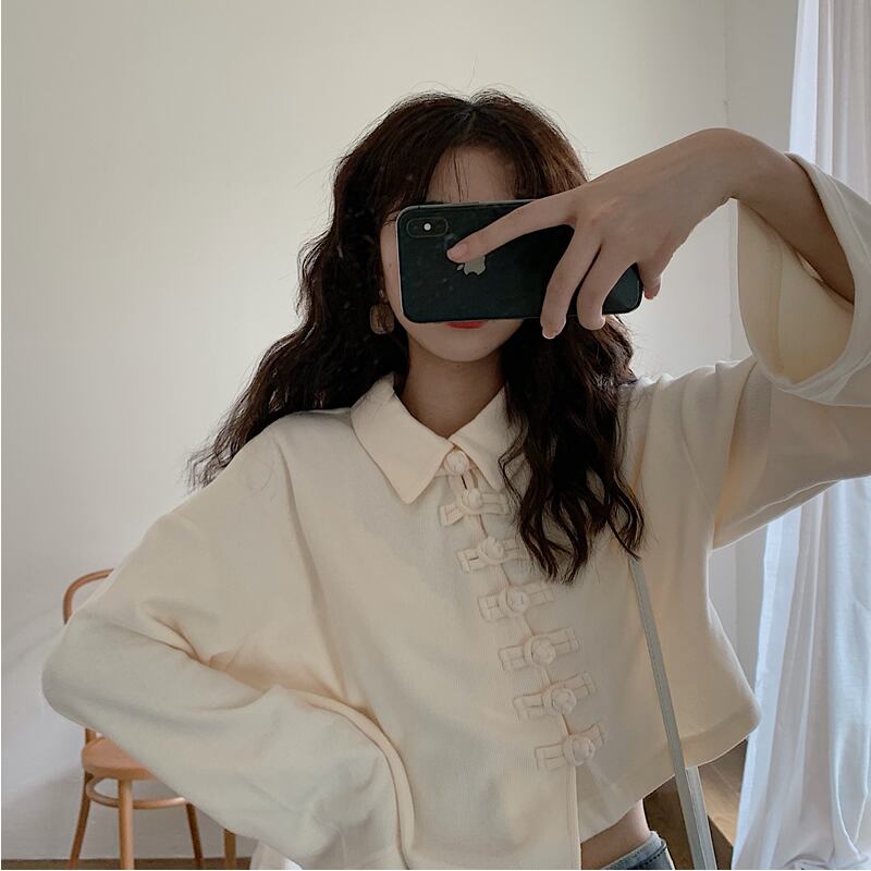 2020年春の新春秋ショートイレギュラールーズセーターレディース春長袖トップインタイド 萌量不足79529752198