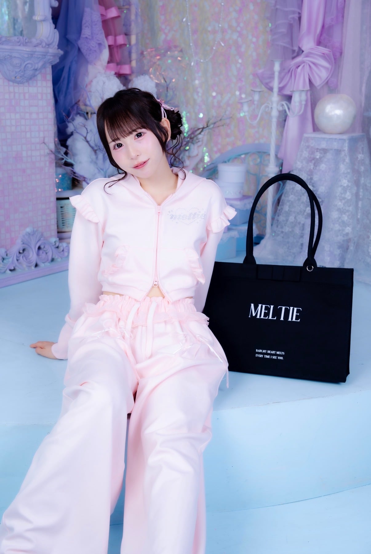ribbon canvas tote bag〈LARGE〉