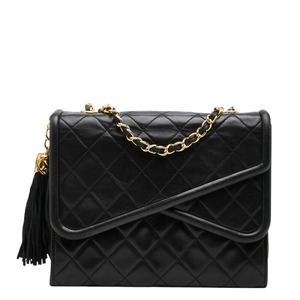 シャネル マトラッセ フリンジ ショルダー バッグ ブラック ゴールド金具 ラムスキン レディース CHANEL 【中古】