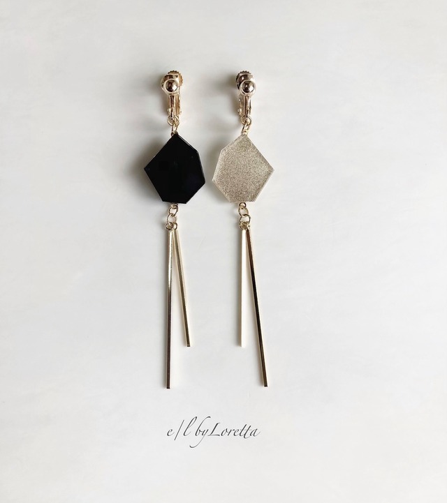 Asymmetry KAKERA w stick pierce/earring(Black × Gold)