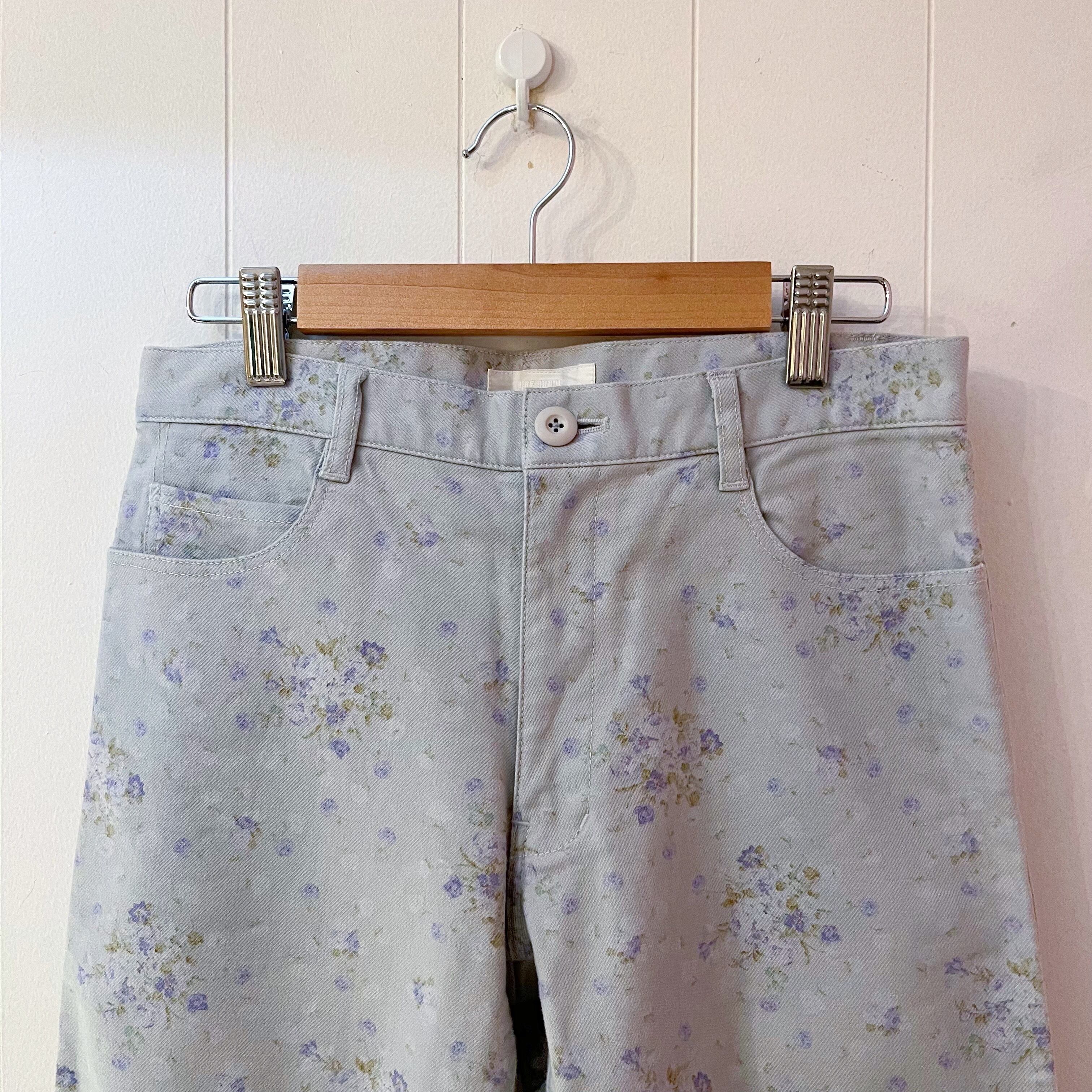 blue mini flower skinny pants