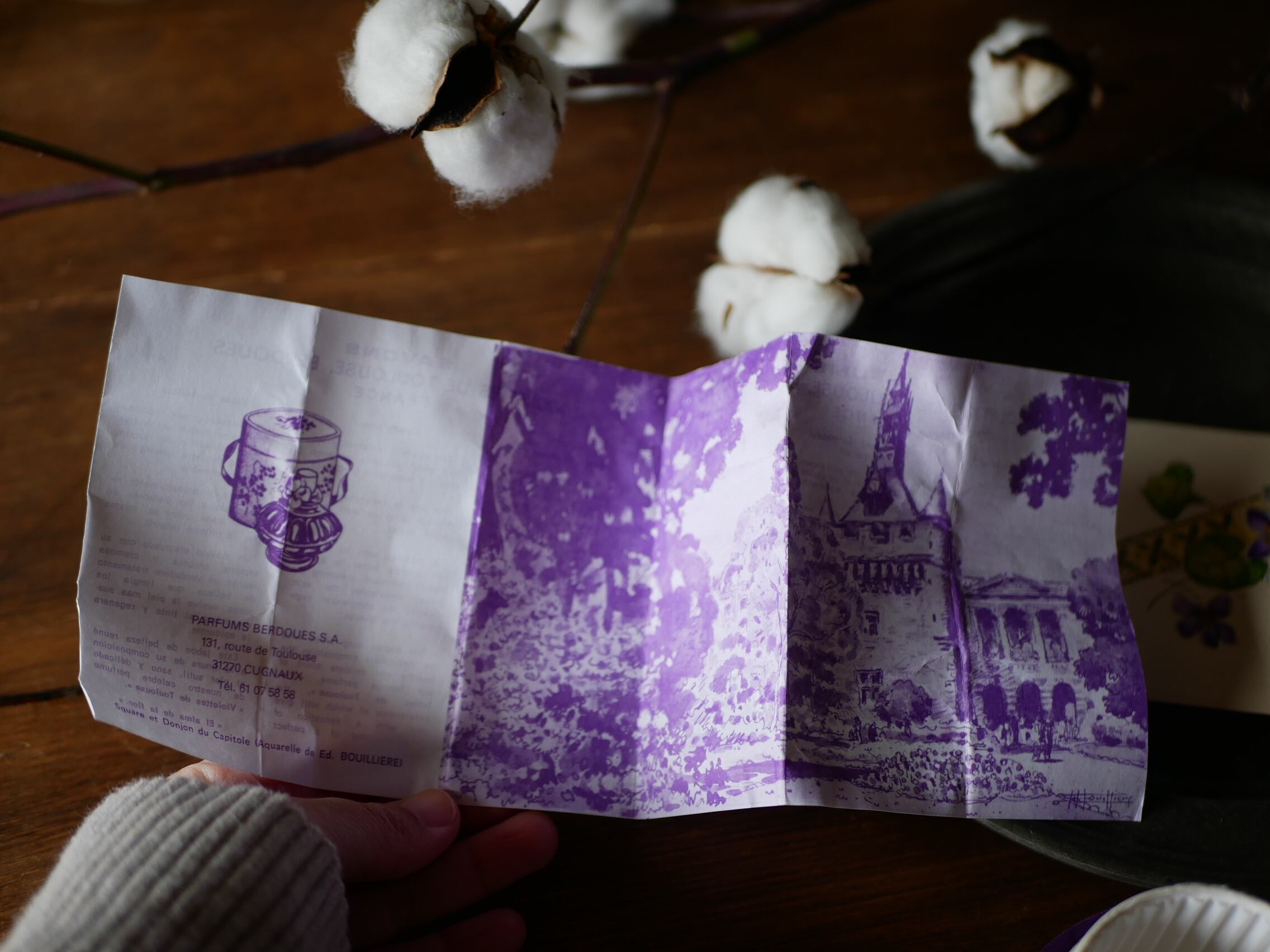 フランスアンティーク ベルドゥ社 スミレ 香水瓶とボックス リーフレット 菫 フランスアンティーク ベルドゥ社 スミレ 香水瓶とボックス