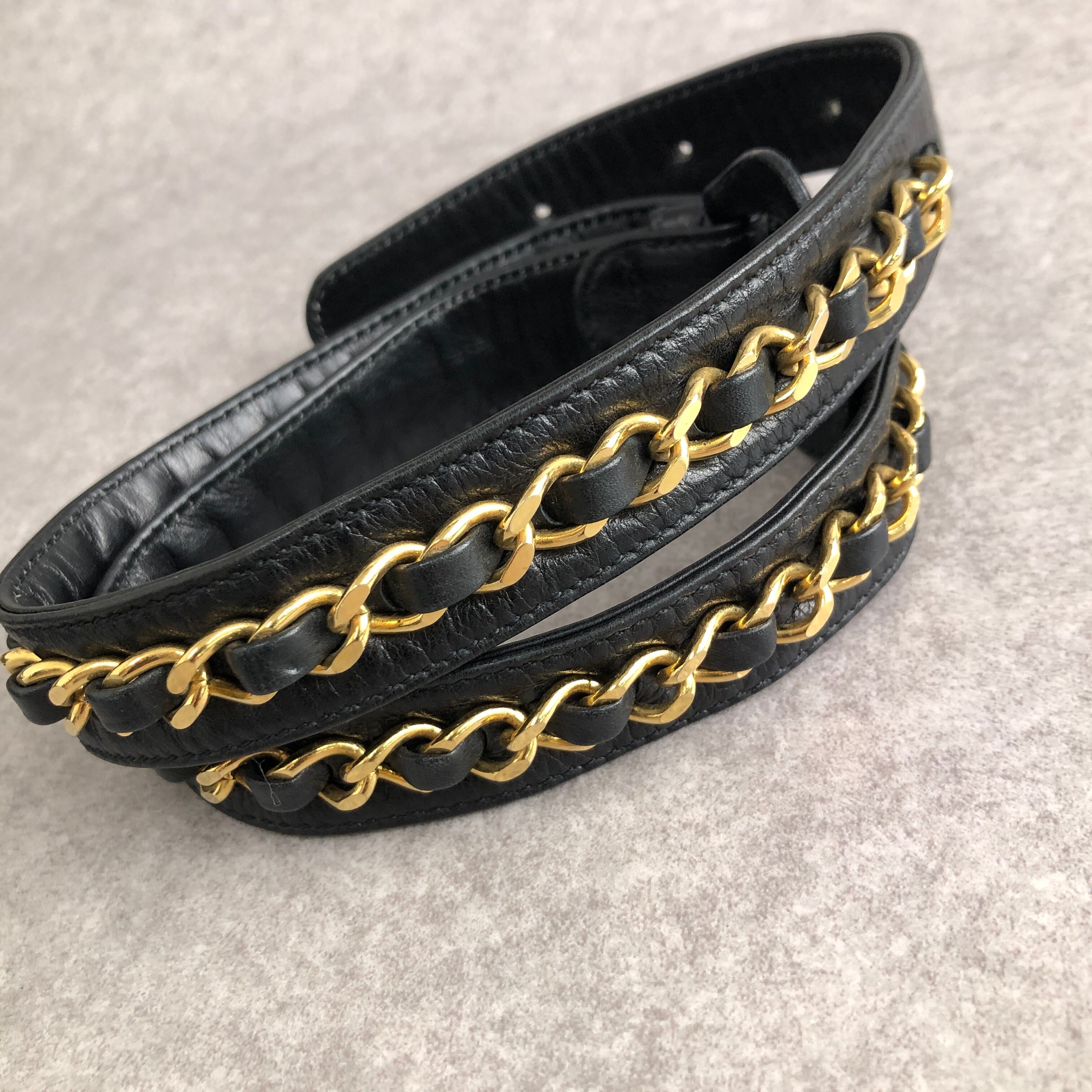CHANEL シャネル マトラッセ ベルト ブラック レザー vintage