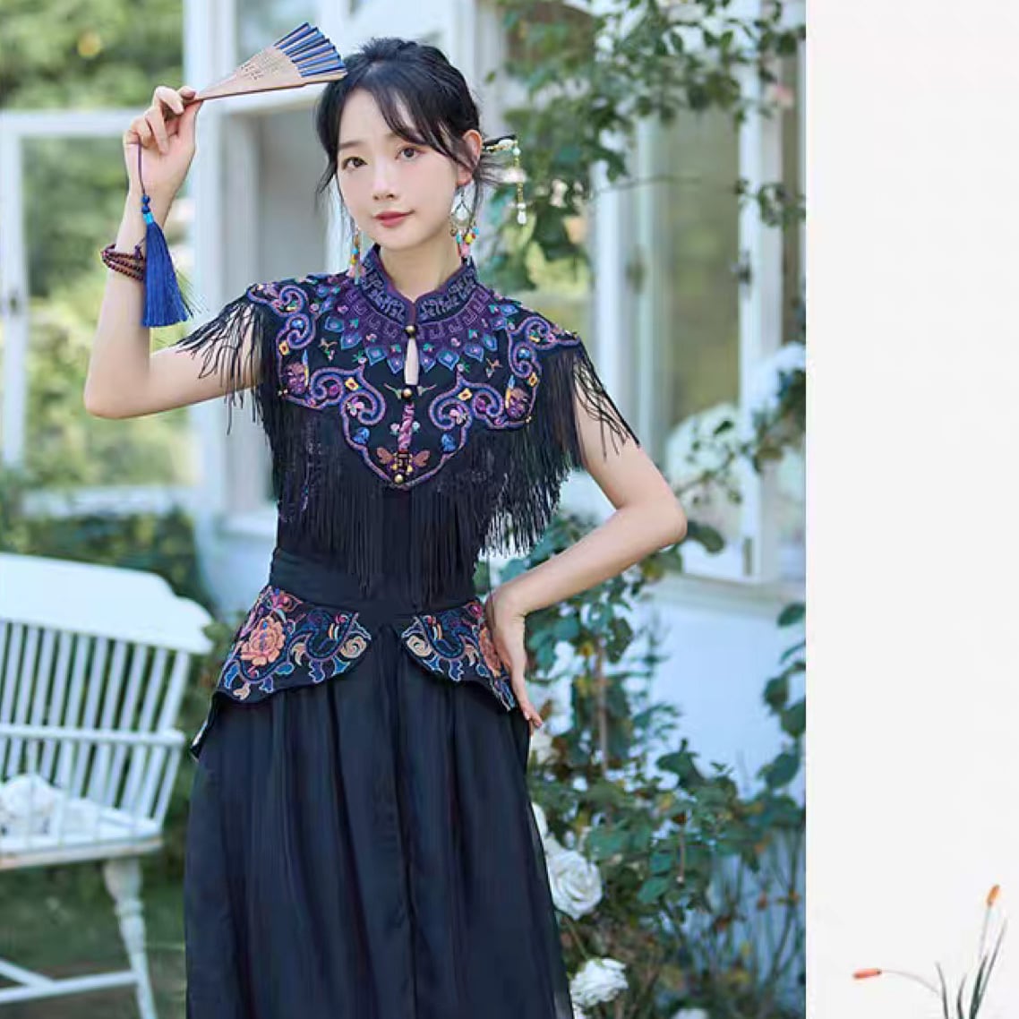 チャイナ服 トップス小物 凝った刺繍 肩掛け 装飾ケープ 肩当て 重ね着