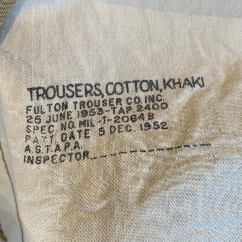 US.ARMY◇4-50s/トラウザー/ボタンフライ/Sマーク/両玉縁/KHK/無地 us