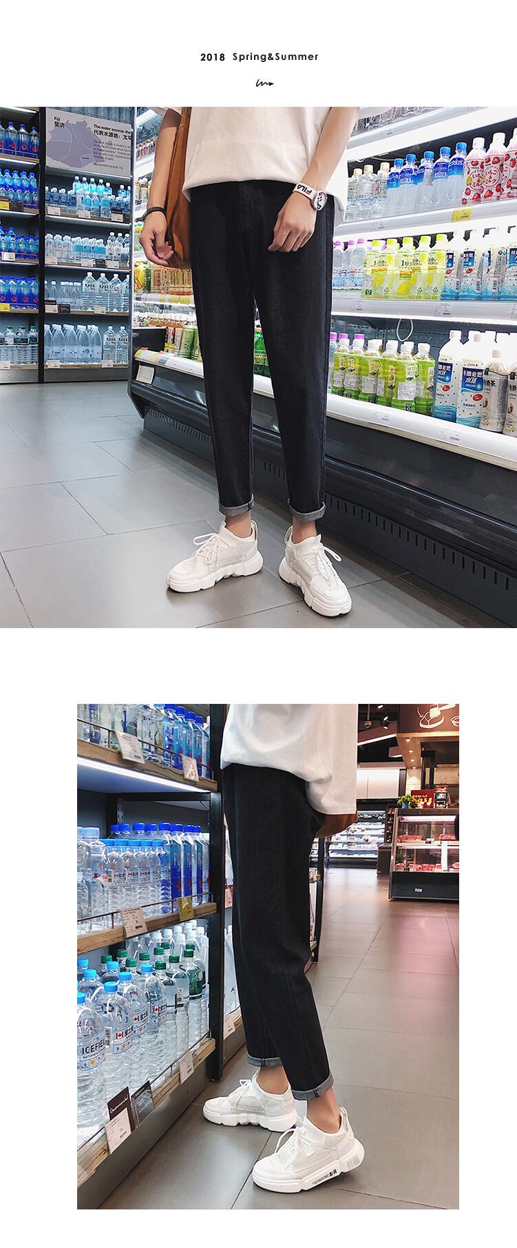 全2色 デニム パンツ ストレート カジュアル シンプル 無地