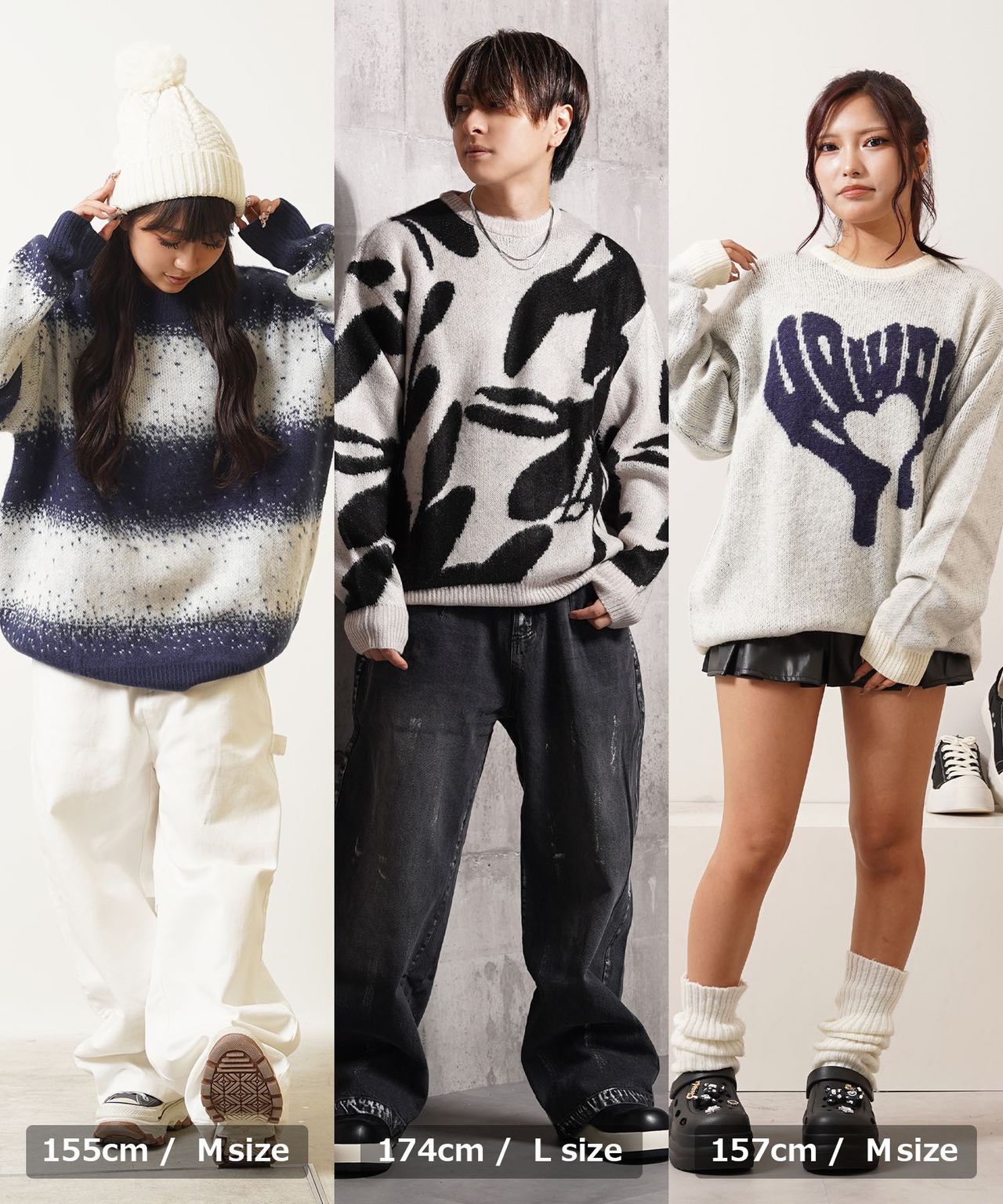 ◆モヘアライク 総柄クルーネックニット◆ng-52624