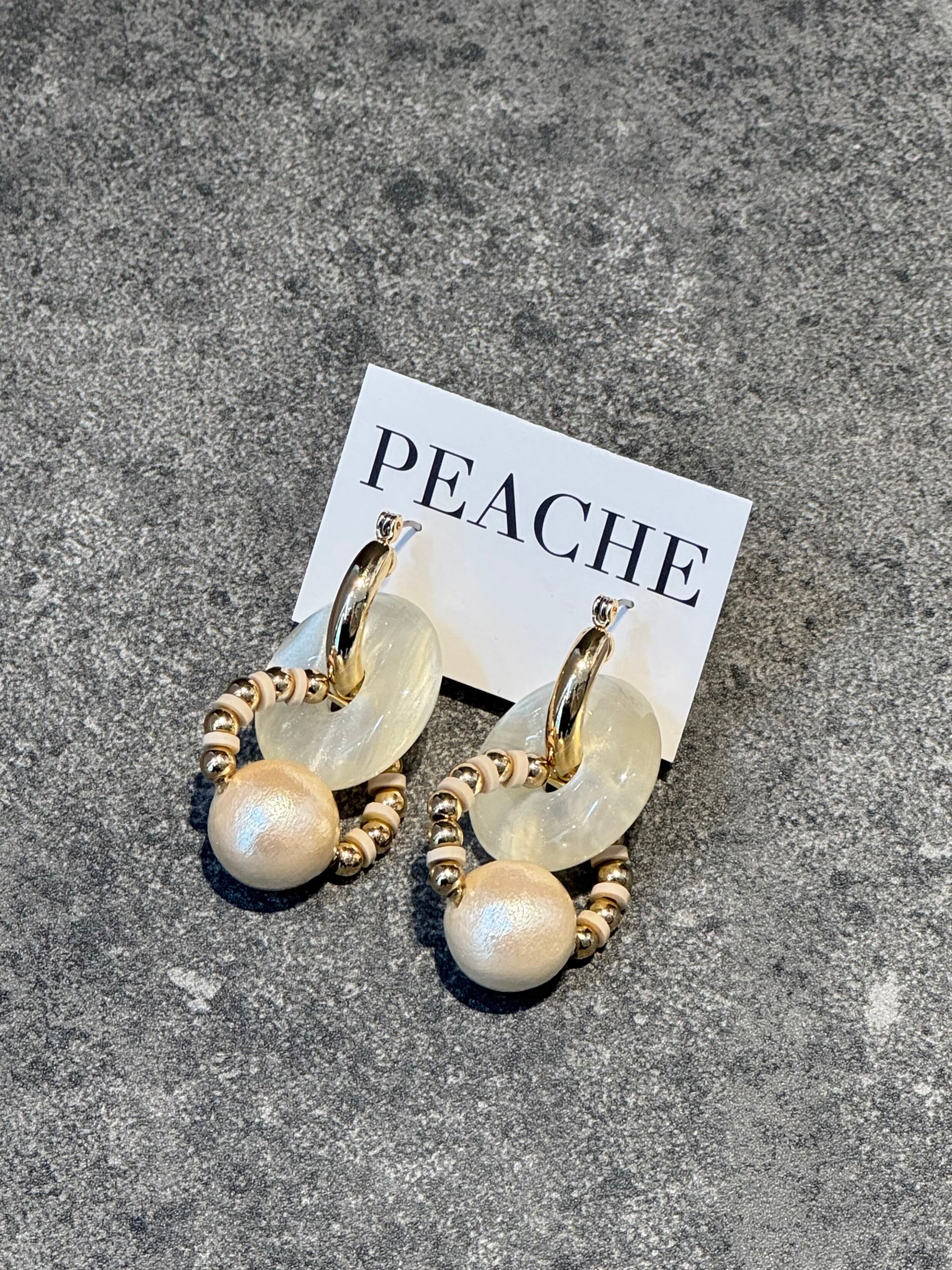donut ring drop pearl gold