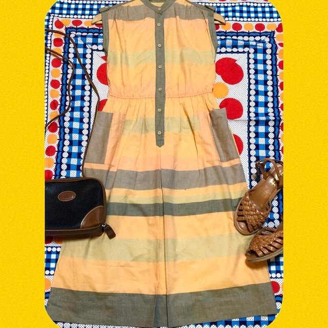 昭和レトロ ヴィンテージワンピース エポーレット 70s コットンワンピース 東京スタイル 古着屋プチコション 昭和レトロ ヴィンテージワンピース エポーレット 70s コットンワンピース 東京スタイル 古着屋プチコション