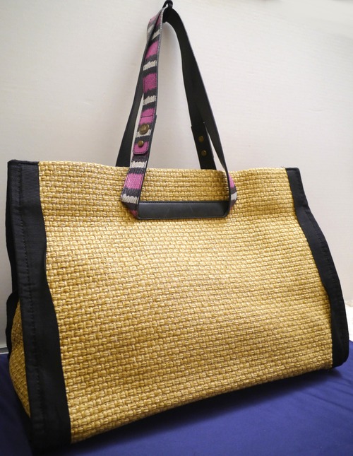 レア美品◆LANVIN PARIS ランバン 大容量 ラフィアxレザー切替 かごバッグ トート ハンド バッグ 明茶◆ コレクションラインの希少モデル♪
