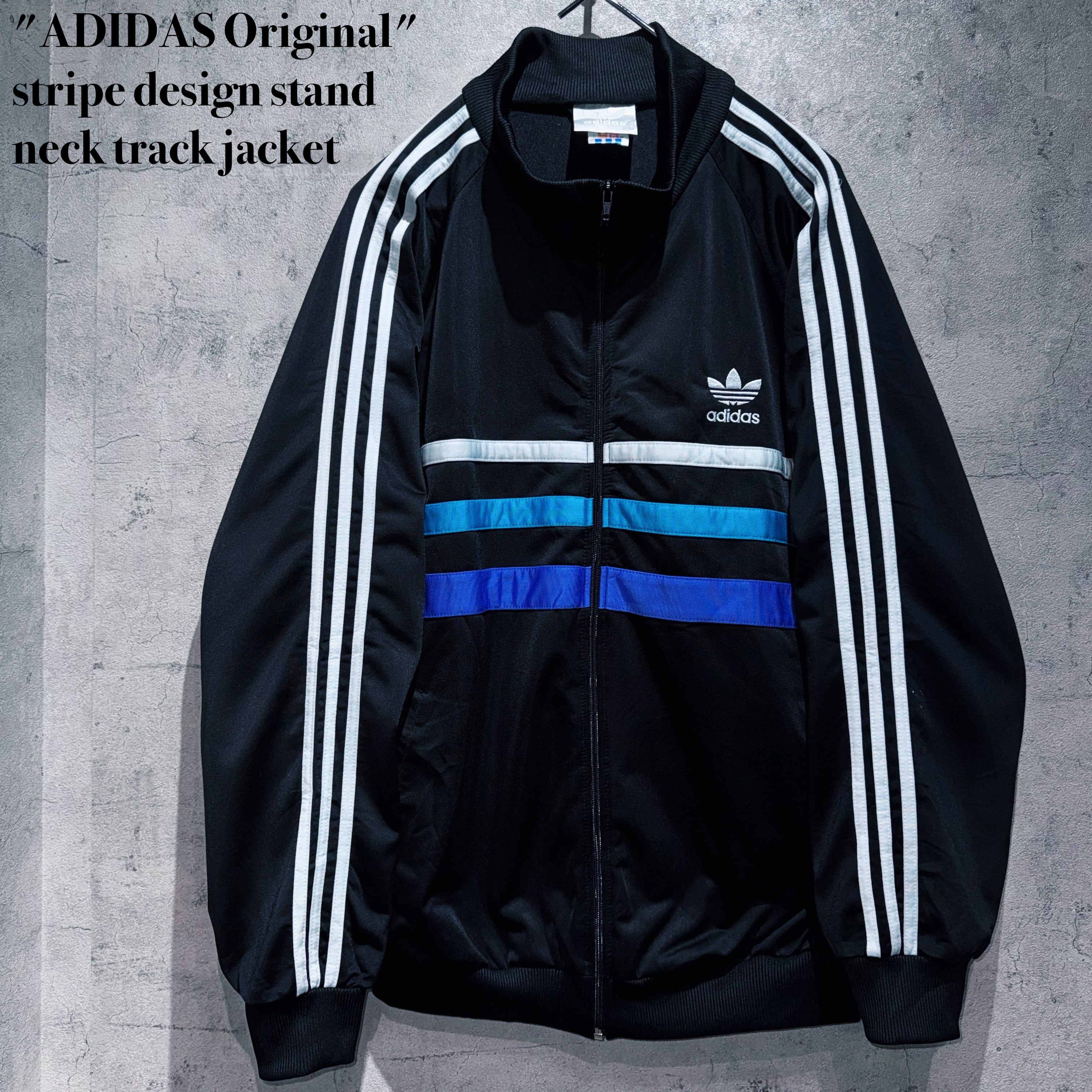 "ADIDAS Original"stripe design stand neck track jacket