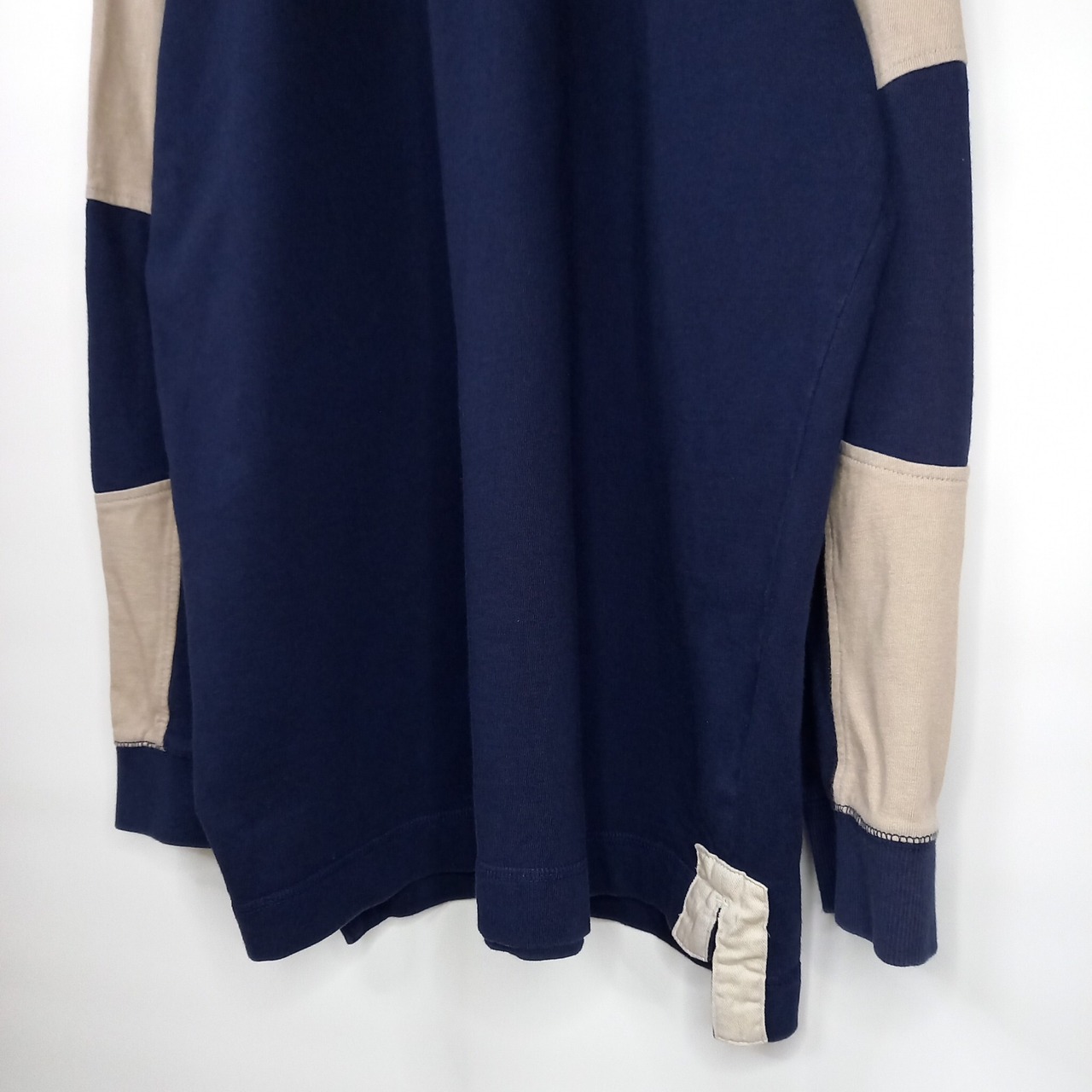 ナイキ　ポロシャツ　長袖　刺繍ロゴ　スウォッシュ　ネイビー　ベージュ　L