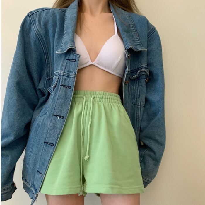 パンツ スタンダードルーズ薄手ソリッド カラーウェストショーツ レトロ スプリング 春物 サマー 夏物 ブルマー ソリッドカラー ドラファッションホール32789729054