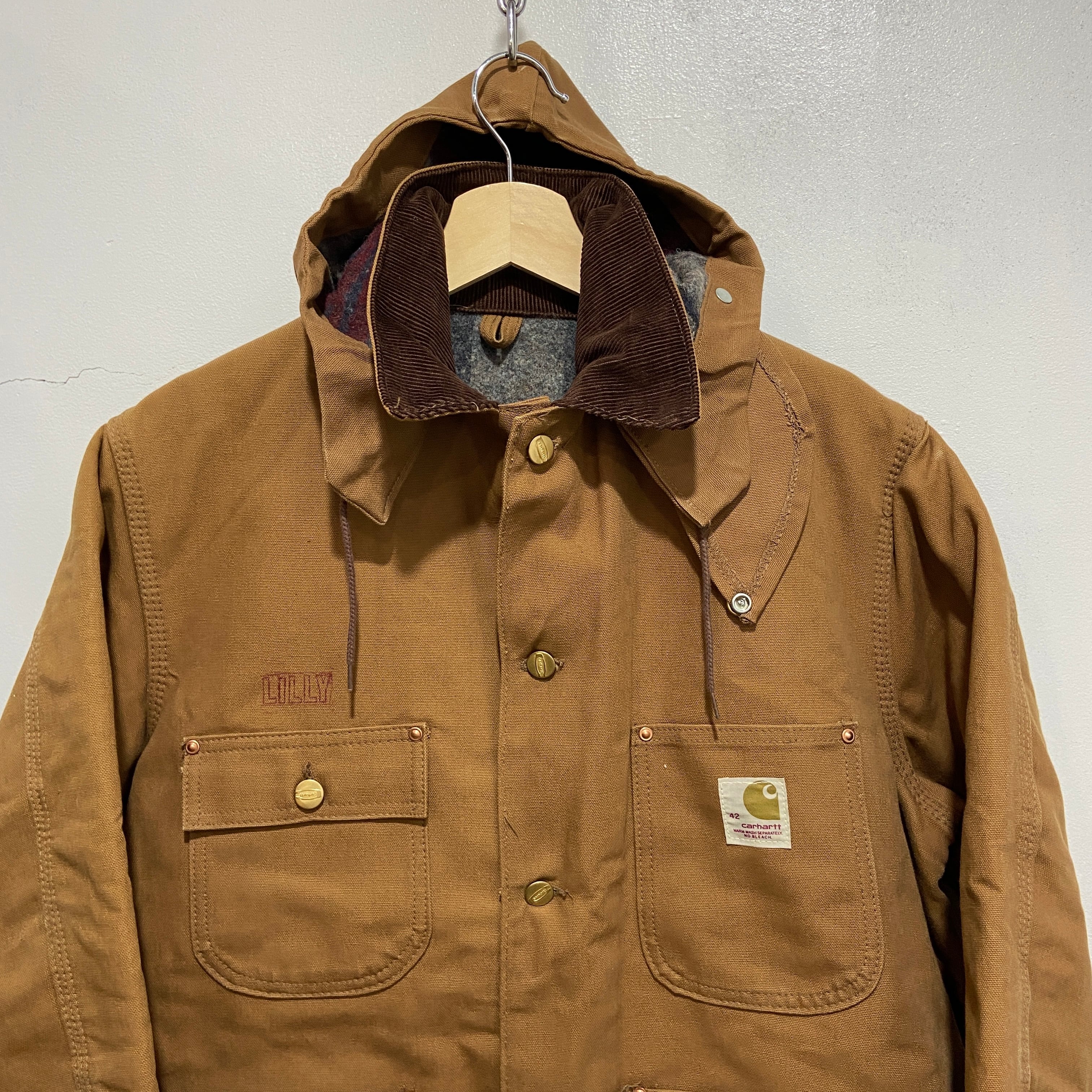 送料無料』美品 70s Carhartt ダック地カバーオール フード付き