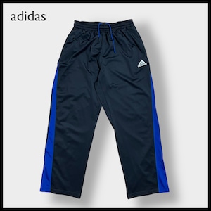 【adidas】トラックパンツ ジャージ プリント ロゴ ブラック スリーストライプ 差し色 切替 LARGE アディダス CLIMALITE US古着