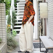 LOUIS RAPHAEL rayon linen 3tuck wide slacks