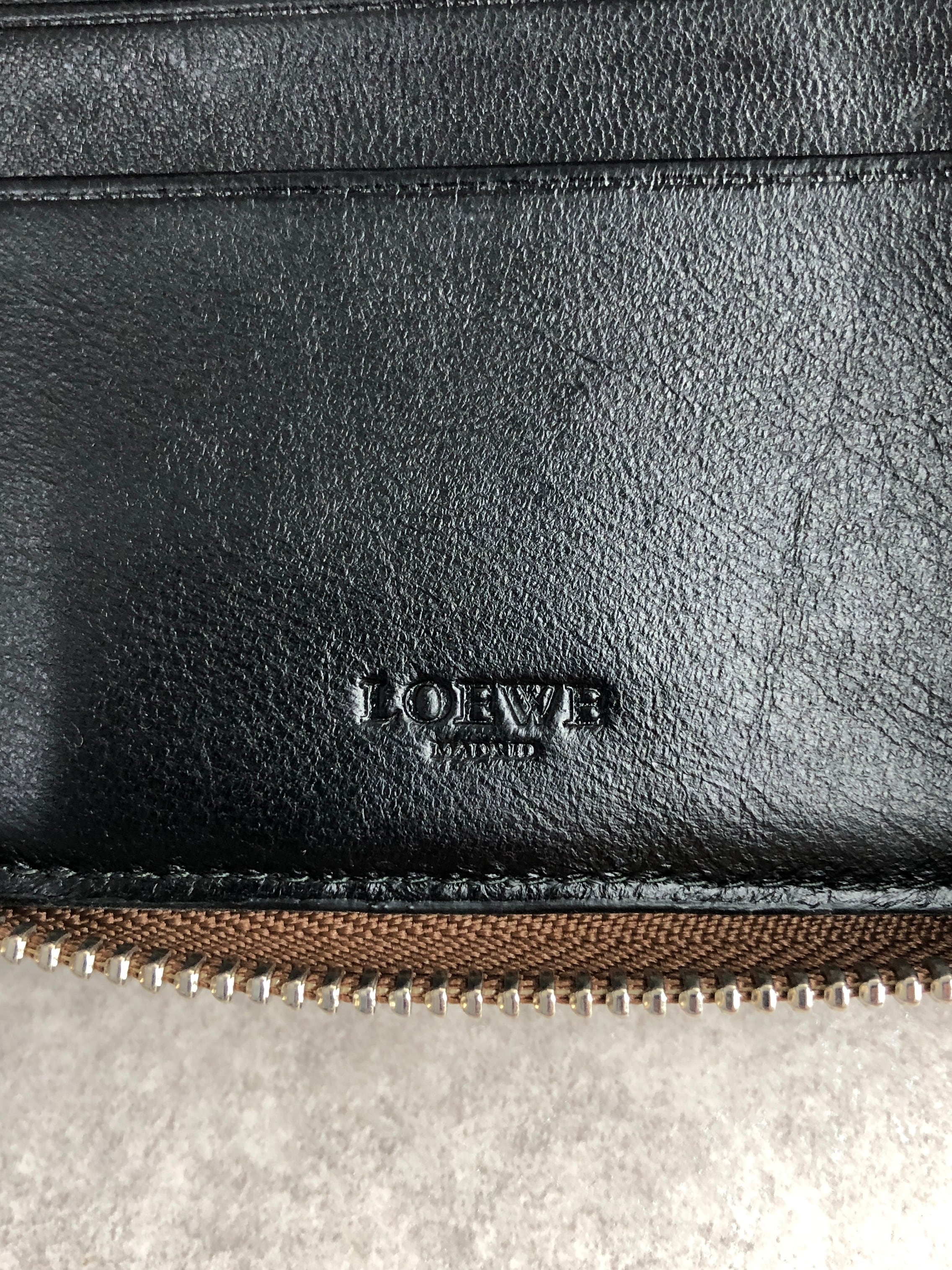 LOEWE ロエベ 財布 ブラウン ロゴ レザー 2つ折り vintage
