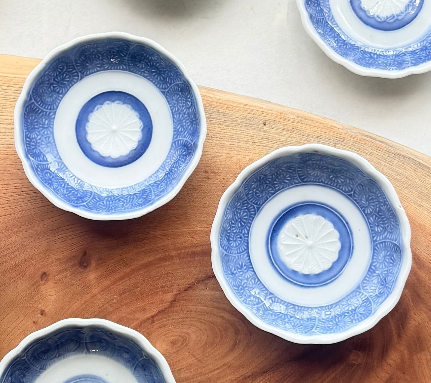 骨董アンティーク貝殻型陶器皿9枚セット 明治時代 手描き 染付 なます