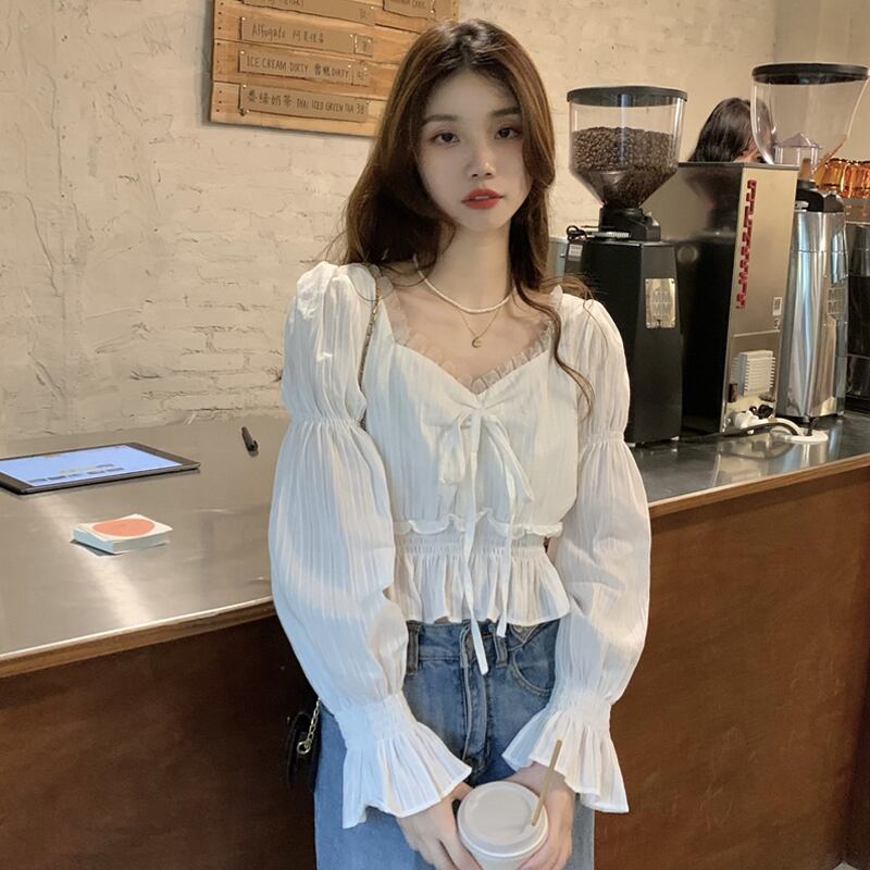 スプリングオータムショートトップス スタイルシャツ ロング 春物 秋物 スクウェア YY-ファッション38139682450