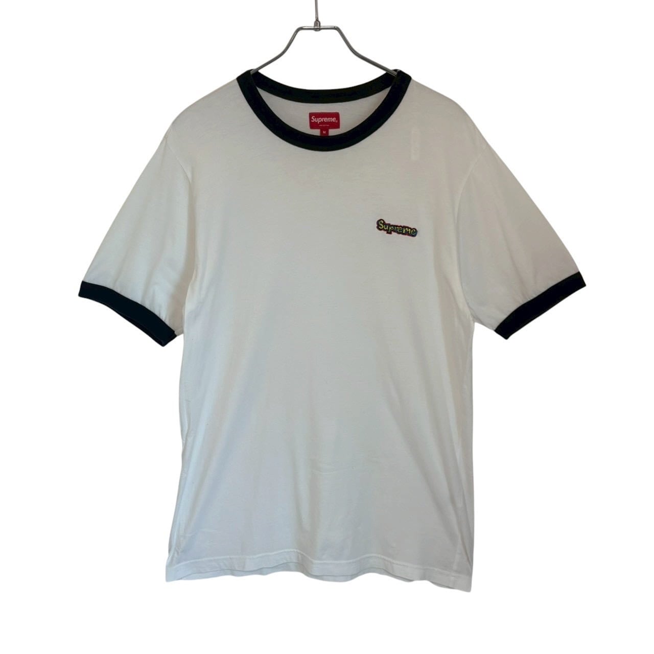 supreme シュプリーム Tシャツ M 刺繍ロゴ ワンポイントロゴ リンガー