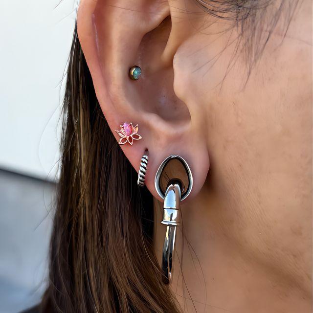 ボディピアス 16G 蓮ピアス Lotus ピンクゴールド ストレート ロブ