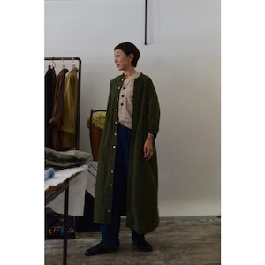 Simva 126-0019-OD 遠州織 Pin-Stripe OnePiece Olive×Brown