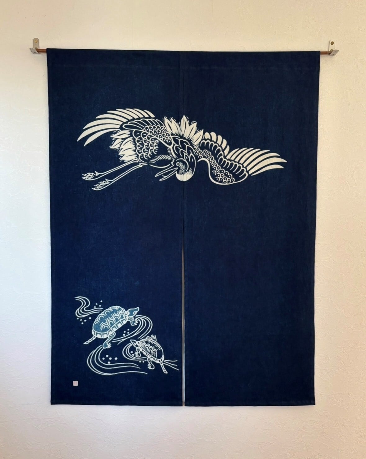 筒描藍染 風呂敷 鶴A | 長田染工場