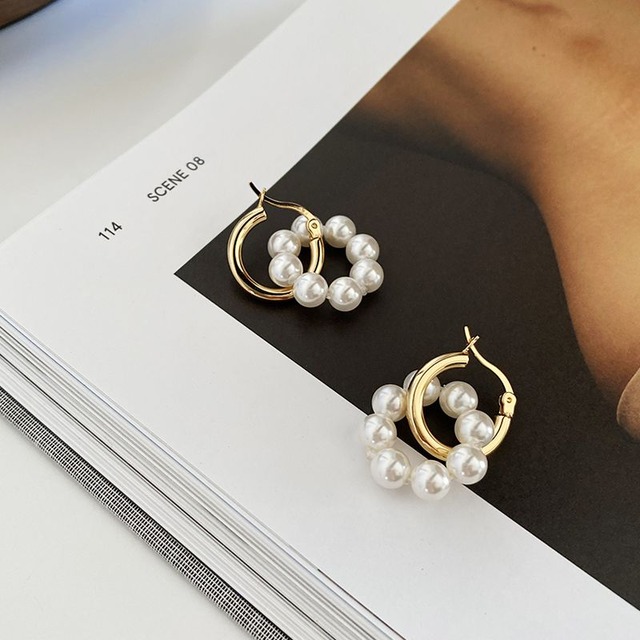 パールフープゴールドピアス　200523