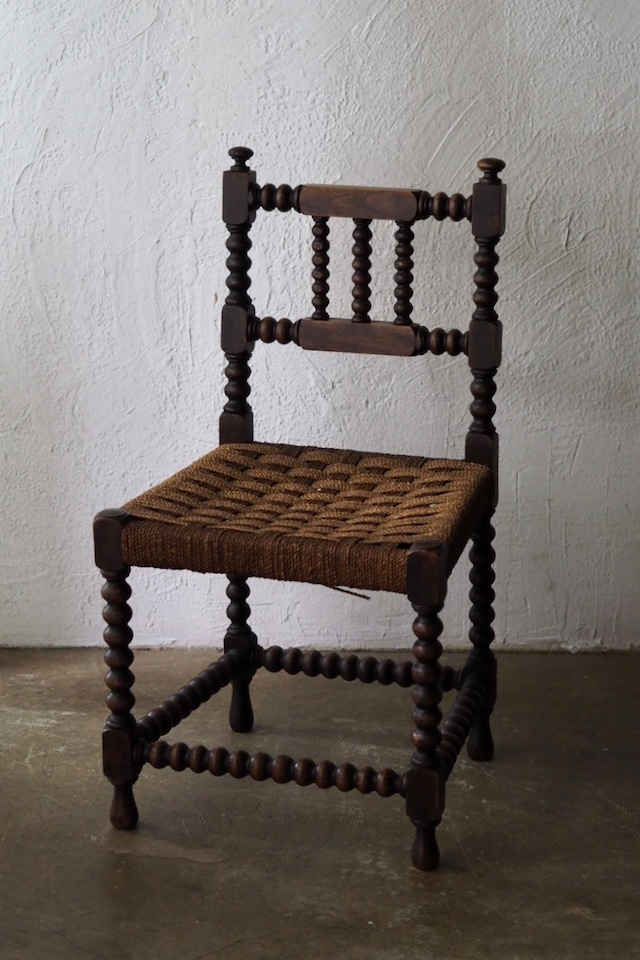 縄編み座面の椅子 No.2-antique rush chair