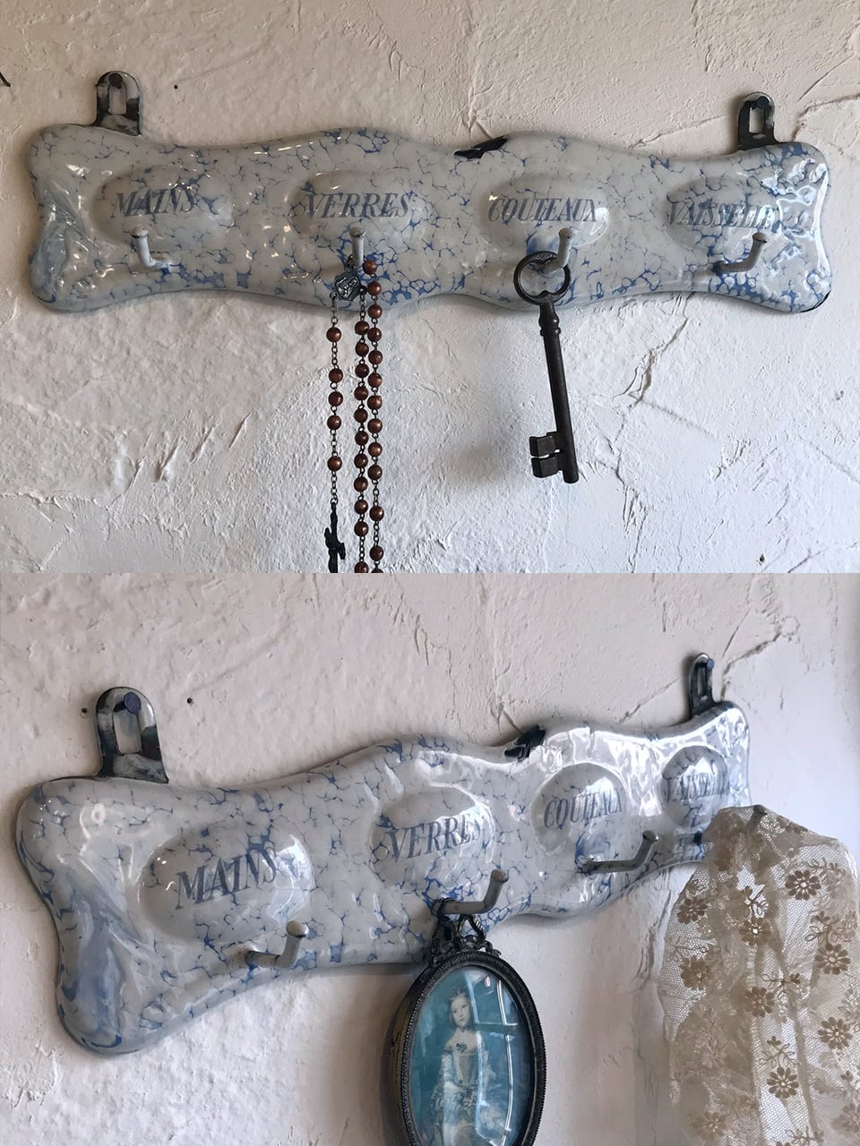 エナメル 琺瑯 トーションフック 青 マーブル模様 | Brocante de La
