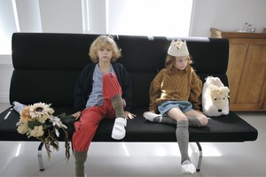 【ojo de papa】ヤミールーズボーダーT  ブルー 90~110cm 241011