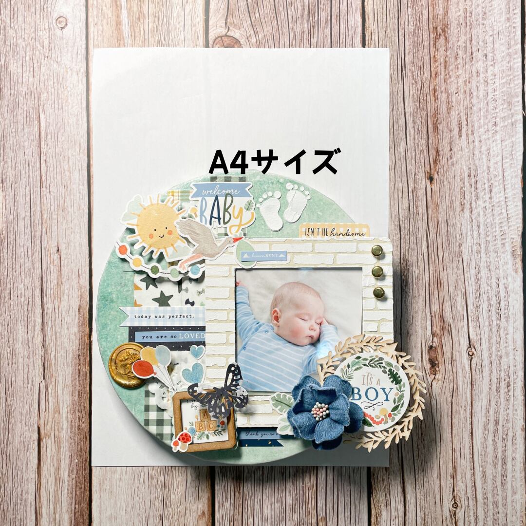 【期間限定価格】円形フォトフレーム※赤ちゃん男の子(水色ベーシック)※ユニーク好きなこだわりママさんへ 出産ギフトにも