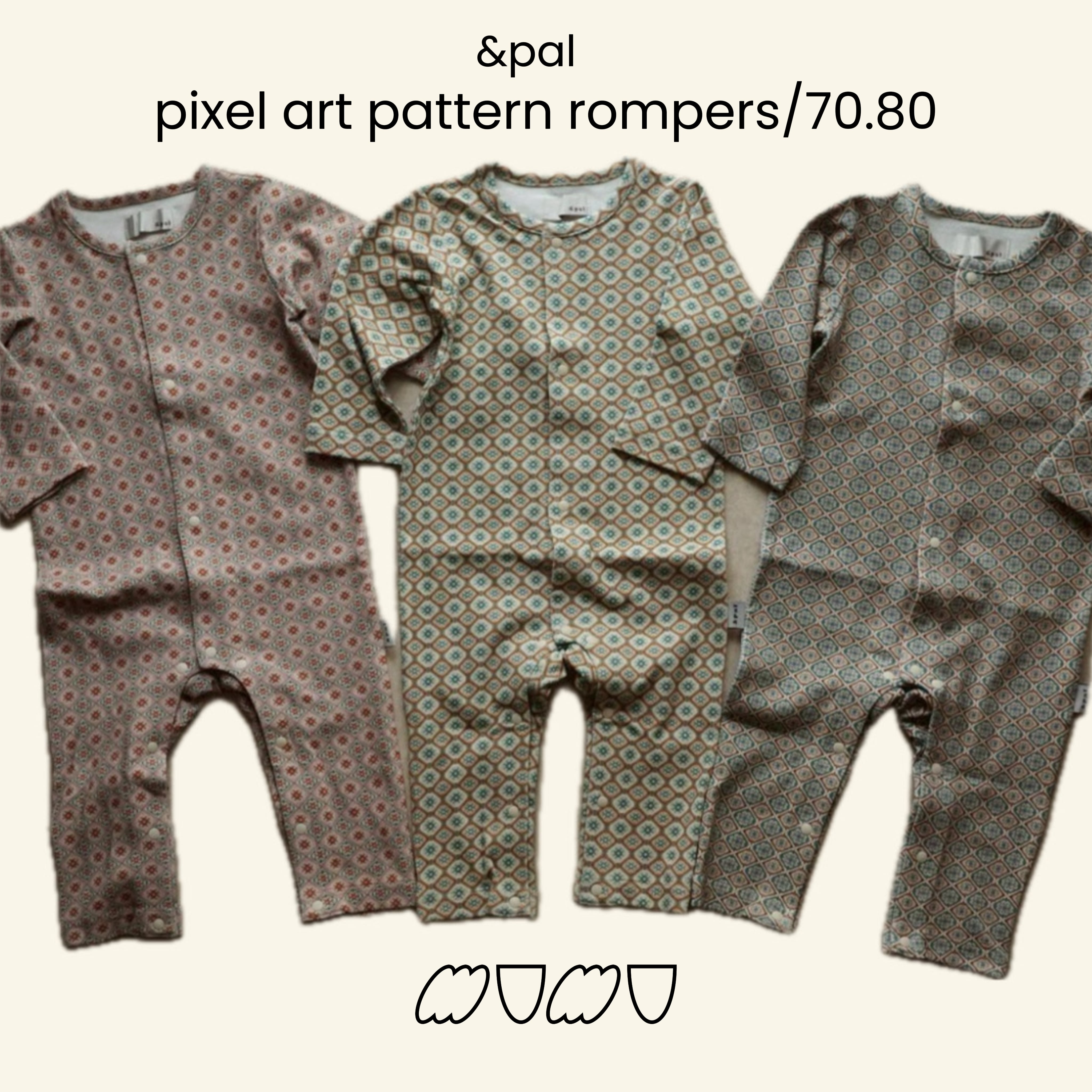 【&pal】pixel art pattern rompers/70.80