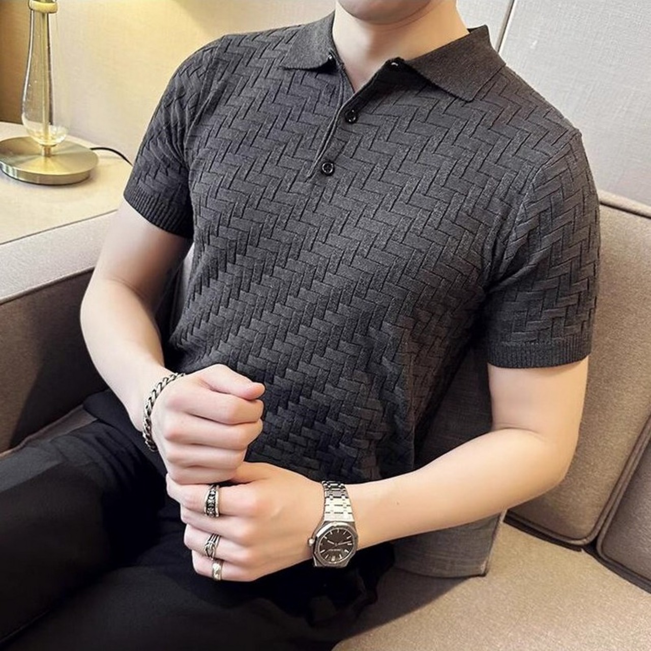 plaid knit tops　00125