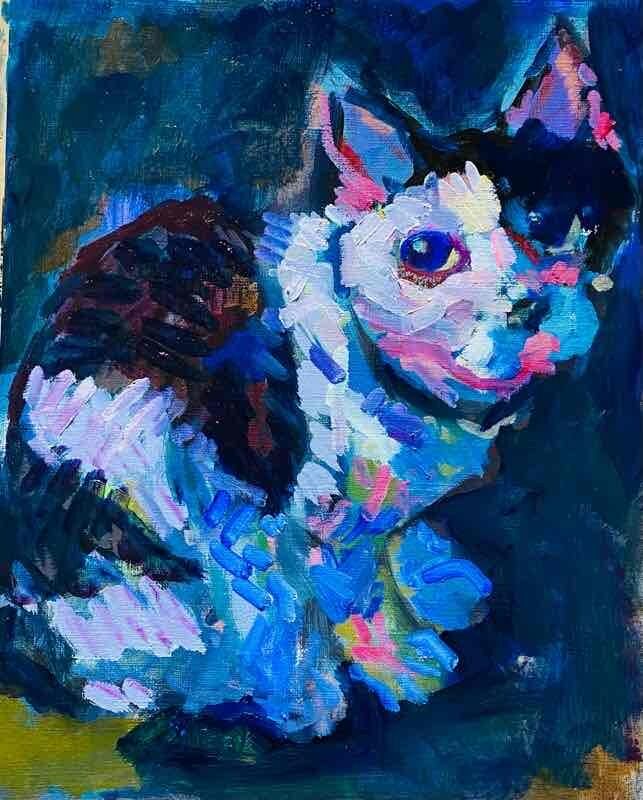 OIL COLOUR | 油彩画 #現代アート #犬 #猫