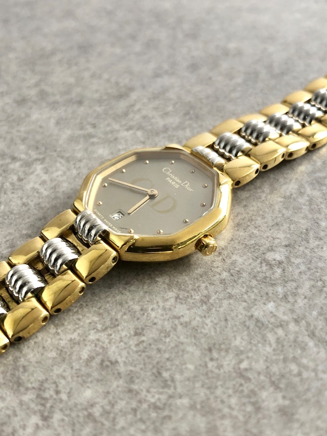 Christian Dior クリスチャン ディオール 腕時計 ゴールド CD オクタゴン ステンレススチール D48⁻133 クォーツ vintage ヴィンテージ オールド y8i88y