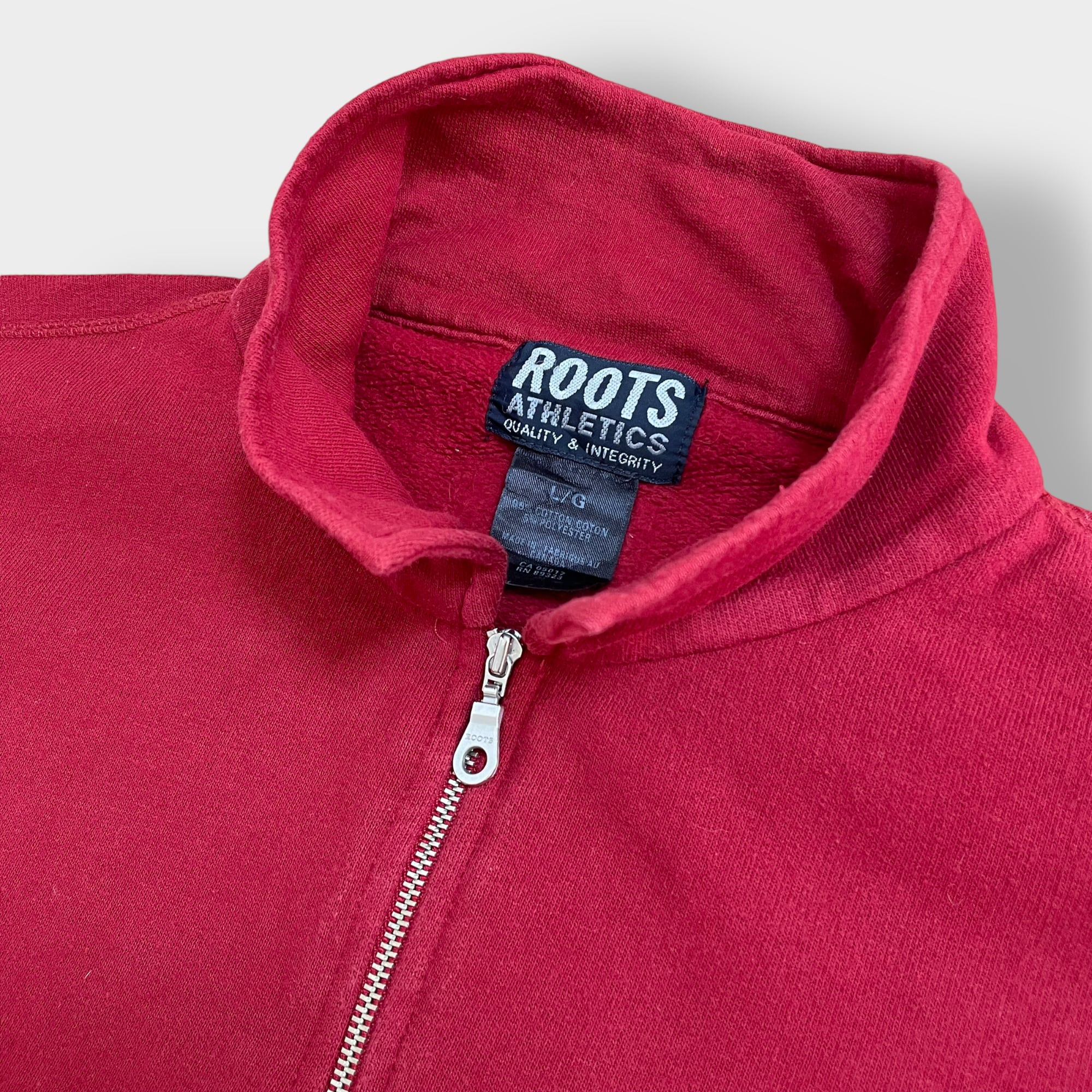 ROOTS カナダ製 ハーフジップ スウェット アーチロゴ 刺繍 ワッペン
